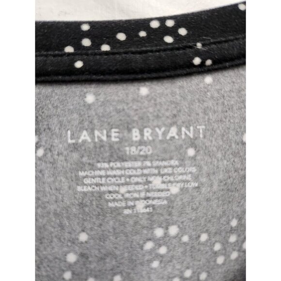 Lane Bryant Womens Knot Hem Tunic Top Size 18/20 Black White Dotted 3/4 Sleeve - Picture 2 of 6